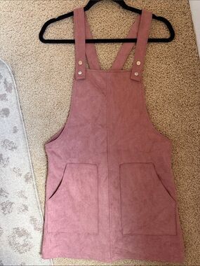 Forever 21 Mauve Pink Suede-Look Pinafore Dress